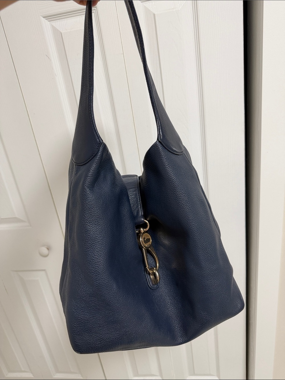 Dooney & Bourke Navy Pebbled Leather Shoulder Hobo